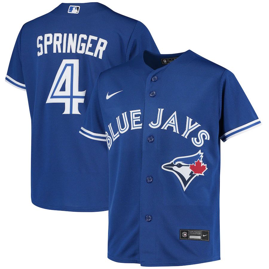 Youth Toronto Blue Jays #4 George Springer Nike Royal Alternate Replica Player MLB Jerseys->women mlb jersey->Women Jersey